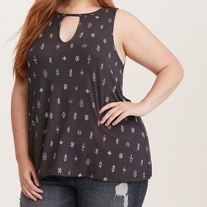 Torrid SUPER SOFT GEO PRINT CUTOUT NECK TANK TOP